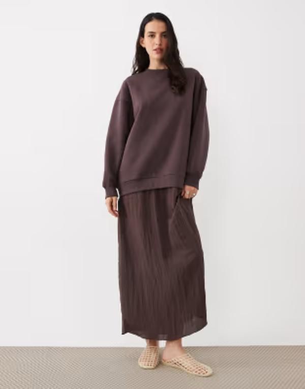 エイソス レディース トップス ワンピース セーター ASOS DESIGN hybrid sweater dress in chocolate チョコレート