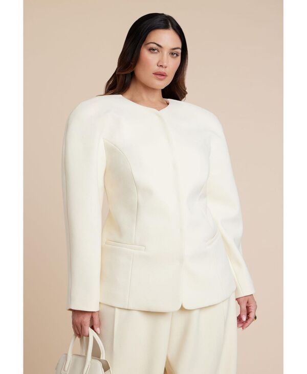 エロクイ レディース アウター ジャケット・ブルゾン ブレザー ELOQUII Womens Rounded Hourglass Blazer Oat milk