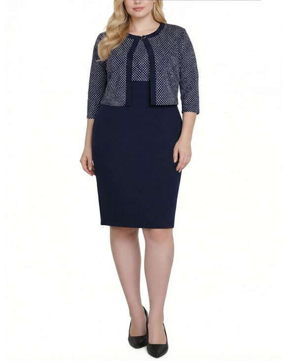 ニューヨークコレクション レディース アウター ジャケット・ブルゾン NY Collection Womens 34Sleeve Jacket andresset Navy Ivory Dot アイボリー