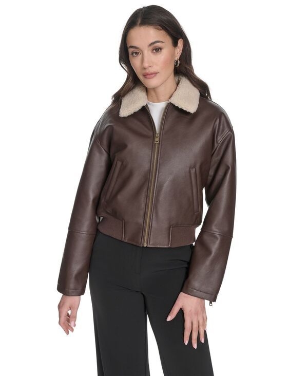 リーバイス レディース アウター ジャケット・ブルゾン Levis Womensherpa Collar Bomber Jacket Brown ブラウン