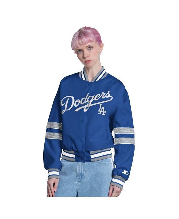 スターター レディース アウター ジャケット・ブルゾン Starter Womens Royalos Angeles Dodgers Interception FullSnap Varsity Jacket Royal