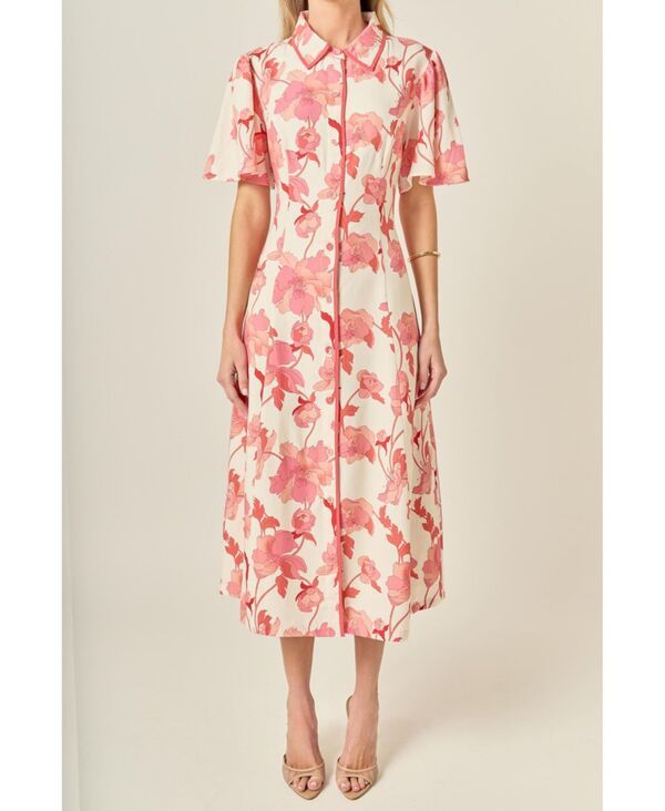 イングリッシュファクトリー レディース トップス シャツ A ライン ミニ English Factory Womens ALine Mini Shirt Dress Pinkcream クリーム