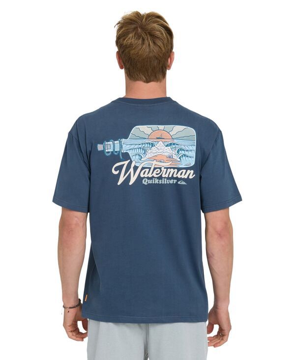 クイックシルバー ウォーター マン メンズ トップス Tシャツ 半袖 Quiksilver Waterman Quiksilver MenshortSleeve Bottle Life Tshirt Dark Denim デニム
