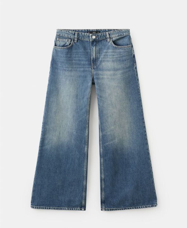 マンゴ レディース ボトムス デニムパンツ ワイドレッグ ジーンズ ハイウエスト MANGO Womens HighWaisted Wide Leg Jeans Dark Blue ブルー