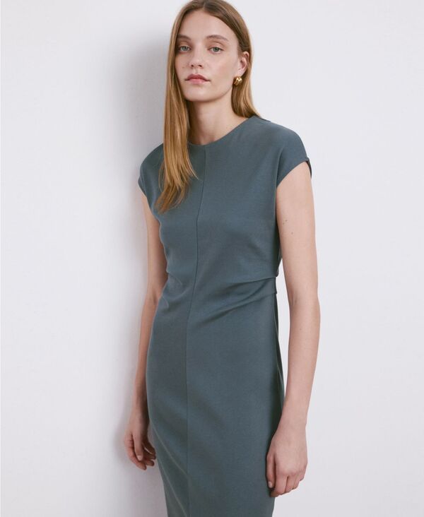 マンゴ レディース トップス ワンピース ドレープ ミディ MANGO Womens Drapedetail MidiDress Blue ブルー