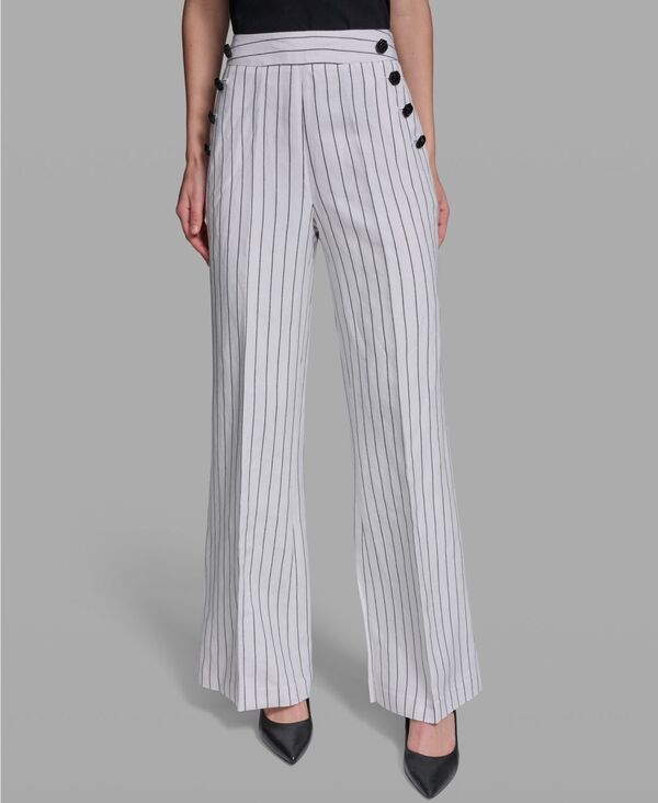 カール ラガーフェルド レディース ボトムス カジュアルパンツ KARLAGERFELD PARIS Womenstriped Sailor Pants WhiteBlack ホワイト