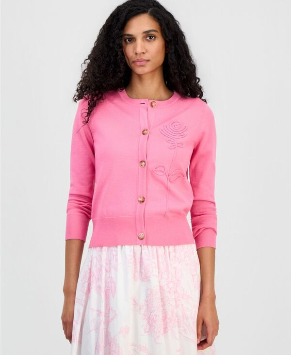 ティー・タハリ レディース アウター ニット・セーター カーディガン Tahari Womens RoseSoutache Cardigan Parisian Pink ピンク