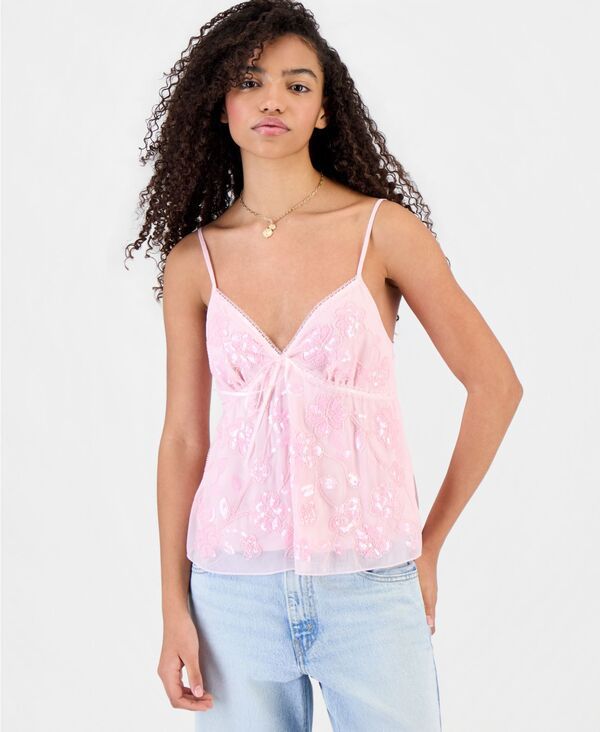 マッデンガール レディース トップス シャツ Madden Girl Juniors Beaded Babydoll Tank Ballet Slipper