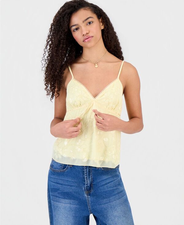 マッデンガール レディース トップス シャツ Madden Girl Juniors Beaded Babydoll Tank Double Cream クリーム