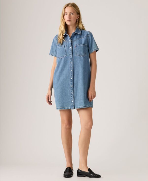 リーバイス レディース トップス ワンピース シャツ 半袖 デニム Levis Womens Louisa ShortSleeve Collaredenim Shirt Dress Pretty Penny Lane デニム