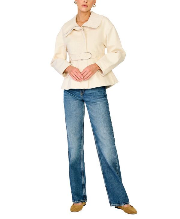 ラインアンドドット レディース アウター ジャケット・ブルゾン Line Dot Womens Russo Belted ZipUp Jacket Ecru エクリュ