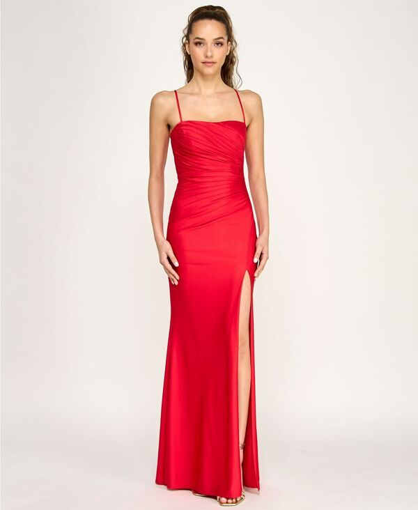 ビーダーリン レディース トップス ワンピース ニット B Darlin Juniors Square Necknit Gown with Side Ruching Red レッド