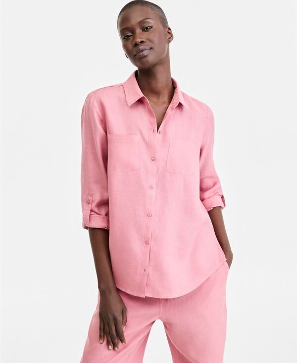 チャータークラブ レディース トップス シャツ リネン Charter Club Womens 100 Linen Shirt Created for Macys Dusty Rose