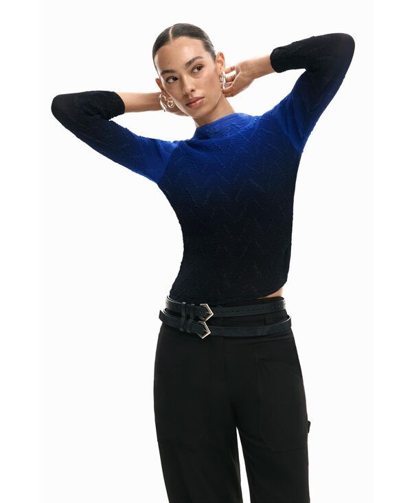 デジグアル レディース トップス シャツ ブラウス Desigual Womens Gradientexture blouse Klein blue ブルー