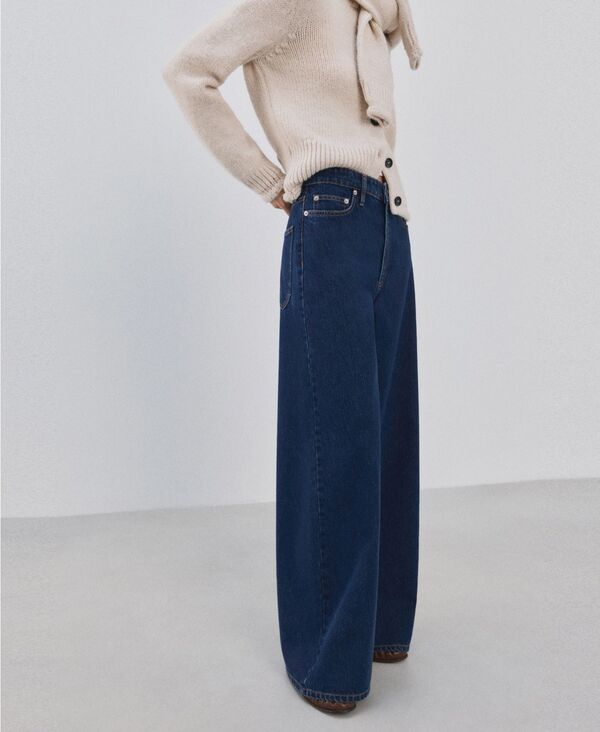 マンゴ レディース ボトムス デニムパンツ ワイドレッグ ジーンズ MANGO Womens Wide Leg MidRise Jeans Open Blue ブルー