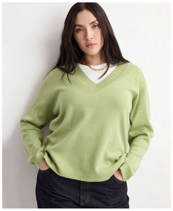 マンゴ レディース アウター ニット・セーター Vネック MANGO Womens VNecknit Sweater Green グリーン