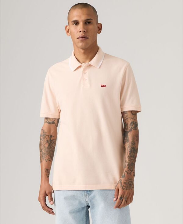 リーバイス メンズ トップス ポロシャツ 半袖 Levis Mens Housemark ShortSleeve Polo Shirt Pink Stripe ピンク
