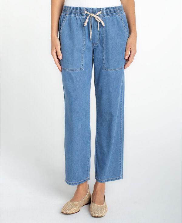 リヴァプール ロサンゼルス レディース ボトムス カジュアルパンツ デニム リネン Liverpoolos Angeles Womens Mid Riseasy Crop Linen Denim Pants Desert Sky デニム