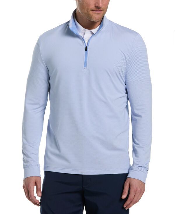 ピージーエーツアー メンズ アウター パーカー・スウェット シャツ PGA TOUR Mens Feeder Stripe QuarterZip Sweatshirt Azurine ストライプ