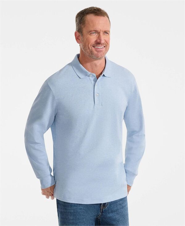 ランズエンド メンズ トップス ポロシャツ コットン Lands End Mens Long Sleeve Cotton Supima Polo Shirt Light pool blue heather ヘザー