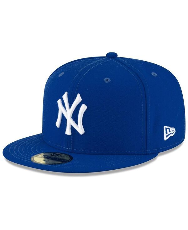 ニューエラ メンズ アクセサリー 帽子 ロゴ New Era Mens Royal New York Yankees Logo White 59FIFTY Fitted Hat Royal ホワイト