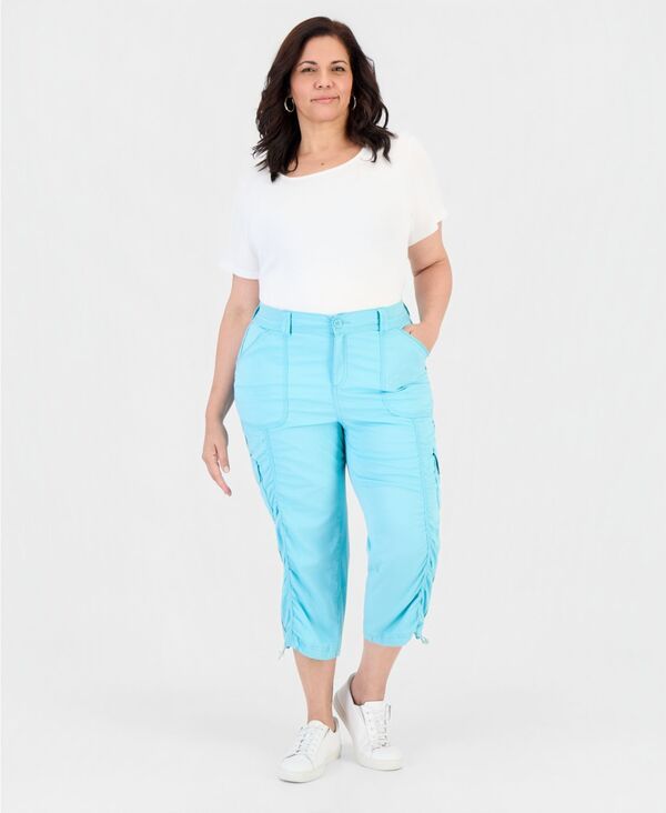 スタイルアンドコー レディース ボトムス カジュアルパンツ プラスサイズ キャップ Style Co Plusize Cargo Capri Pants Exclusively at Macysoft Blue Turquoise ブルー