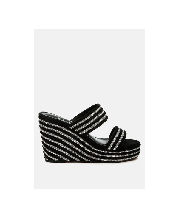 ロンドンラグ レディース シューズ サンダル London Rag Womens Dankerhinestones Embellished Wedge Sandals Black ブラック