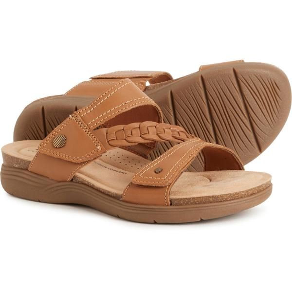 クラークス レディース シューズ サンダル レザー Clarks April Raelyn Slide Sandals Leather For Women Tan Leather タン