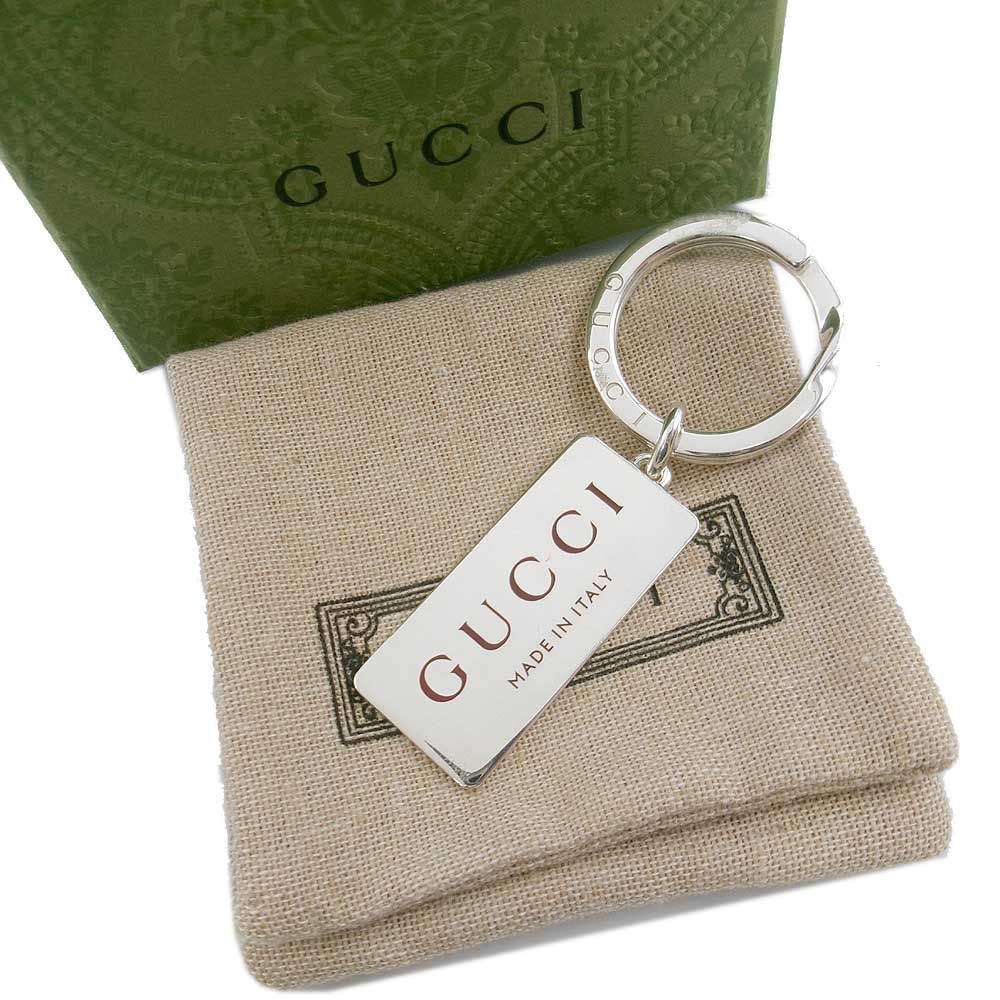 【新品】GUCCI グッチ キーホルダー TRADEMARK トレードマーク キーリング プレートタグ シルバー925 820570 J8410 8166 シルバー ブティックライン