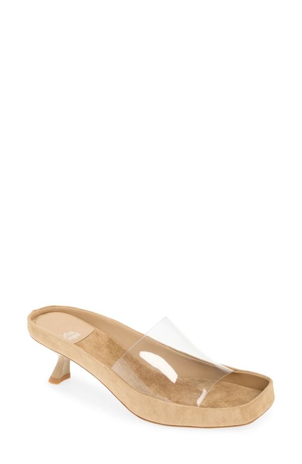 ジェフリー キャンベル レディース シューズ ヒール サンダル Jeffrey Campbell Muon Kitten Heel Sandal Beige Suede Clear ベージュ