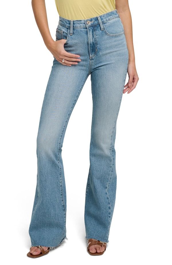 フェイバリット ドーター レディース ボトムス デニムパンツ ハイウエスト ジーンズ Favorite Daughter The Valentina Shortie Frayed High Waist Flare Jeans Tulum