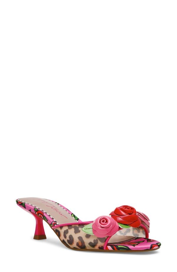 ベッツィジョンソン レディース シューズ ヒール サンダル Betsey Johnson Lambert Flower Embellished Sandal Fushia Rose