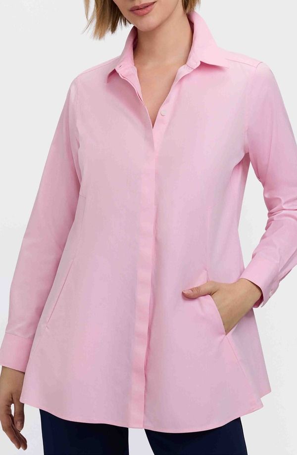 フォックスクラフト レディース トップス シャツ ブラウス Foxcroft Cici NonIron Tunic Blouse Chambray Pink ピンク