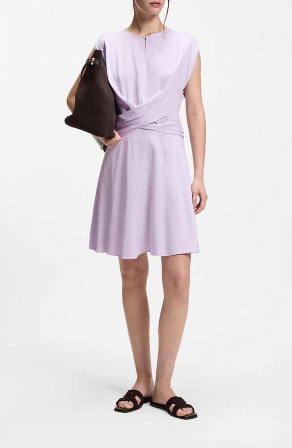 ボス レディース トップス ワンピース BOSS Devari Wrap Bodice Dress Lavendar Tide