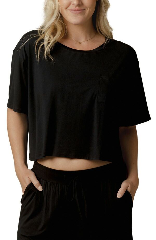 キンドリッド ブレイブリー レディース トップス シャツ クロップド Kindred Bravely Aria Casual Cropped Short Sleeve Top Black ブラック