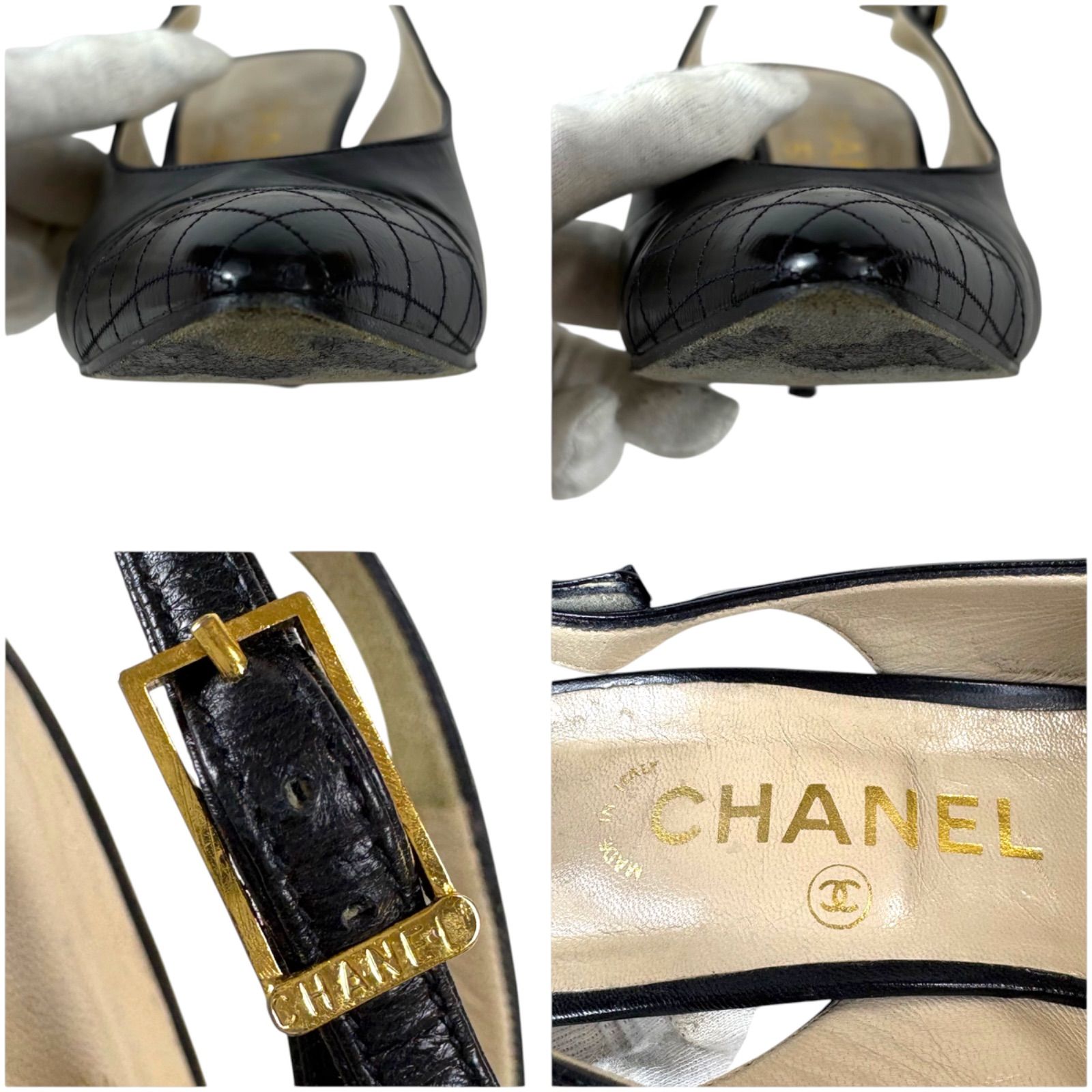 シャネル CHANEL マトラッセ スリングバックシューズ パンプス 