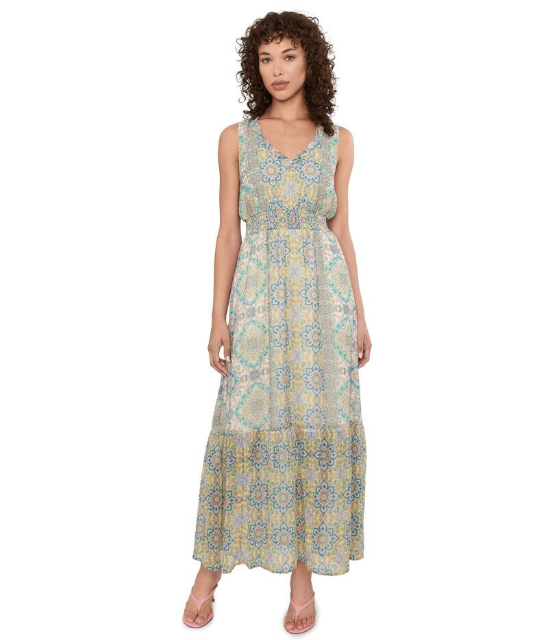 リヴァプール ロサンゼルス レディース トップス ワンピース ノースリーブ シャーリング マキシ Liverpoolos Angelesleevelessmocked Waist Woven Maxi Dress Citron Multi マルチカラー