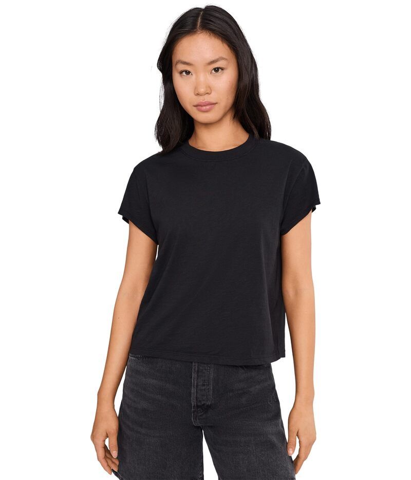 マイケルスターズ レディース トップス シャツ クルーネックロップド Michael Stars Grayson Cropped Crew Neck Black ブラック