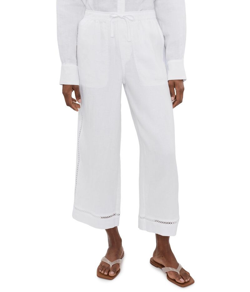 スプレンディット レディース ボトムス カジュアルパンツ リネン Splendid Stella Linen Trim Pants White ホワイト