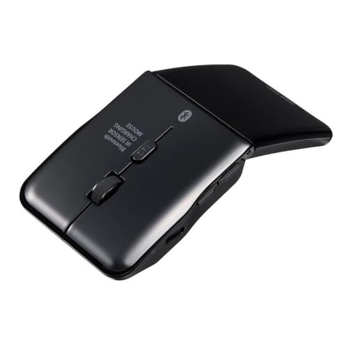 サンワダイレクト 薄型マウス Bluetooth 折りたたみ 静音 5ボタン USB-C充電式 マルチペアリング 持ち運び コンパクト サイドボタン ブラック 400-MAB1205BK
