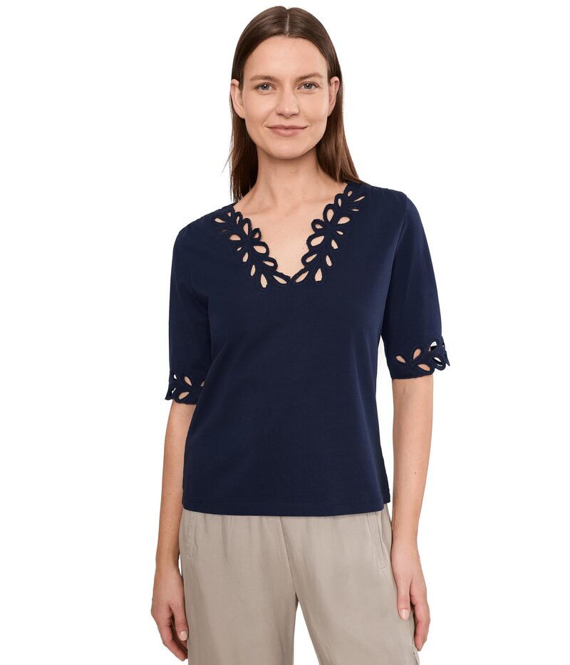 ニックプラスゾーイ レディース トップス シャツ Niczoe Rococo Edge Top Dark Indigo インディゴ
