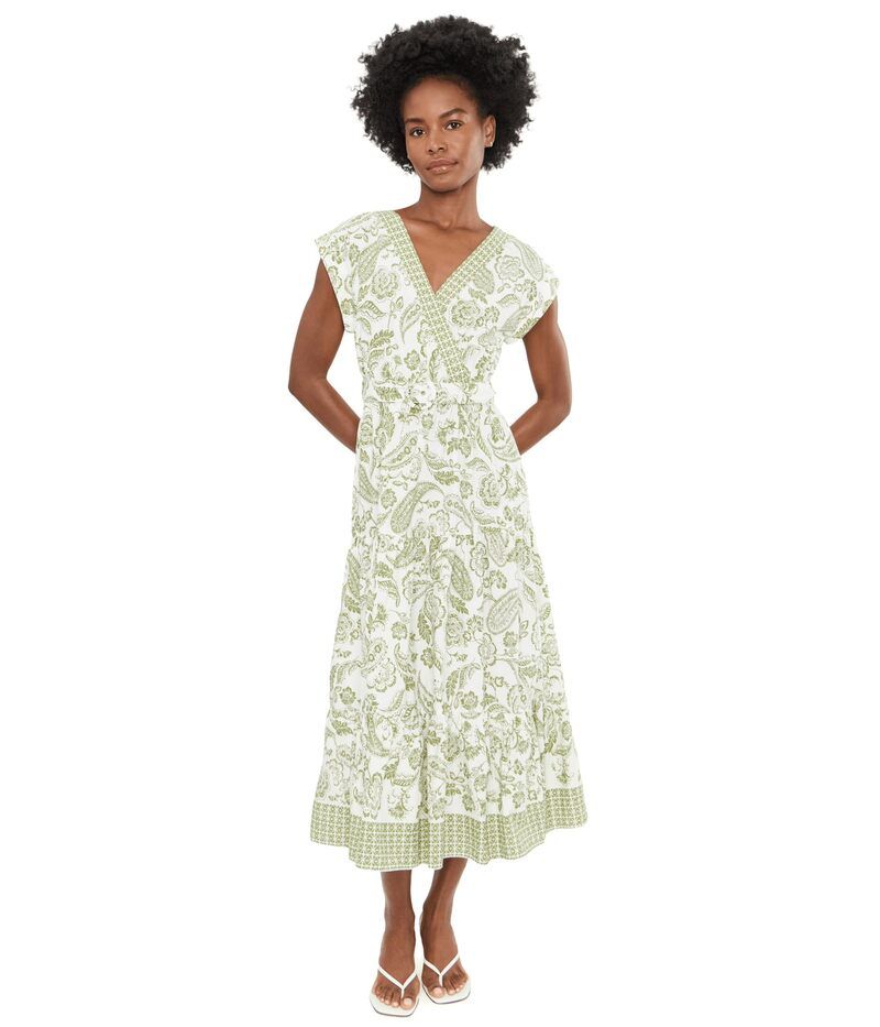 ヴィンスカムート レディース トップス ワンピース ティアード ミディ Vince Camuto Surplice Dolman Sleeve Midi Tieredressage セージ