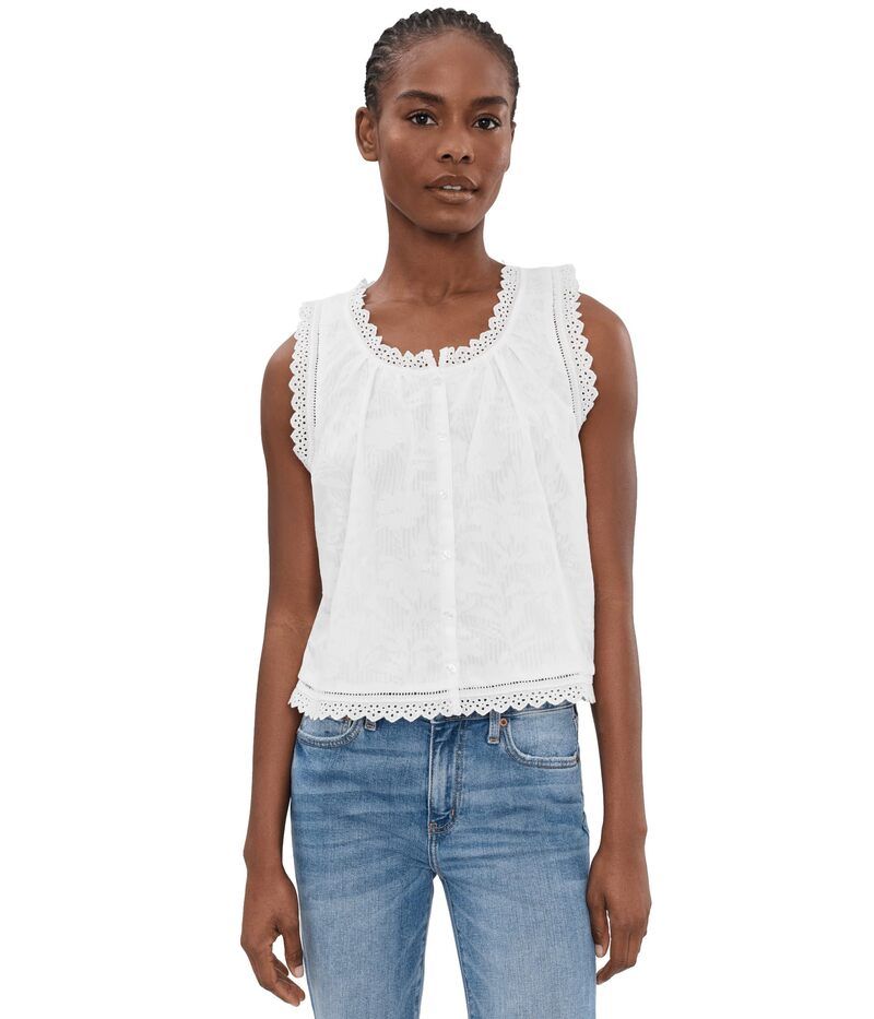 ヴィンスカムート レディース トップス シャツ ボタンダウン フリル ダウン クロップド ブラウス Vince Camuto Cropped Buttondown Peasantank Blouse WRuffle Ultra White ホワイト