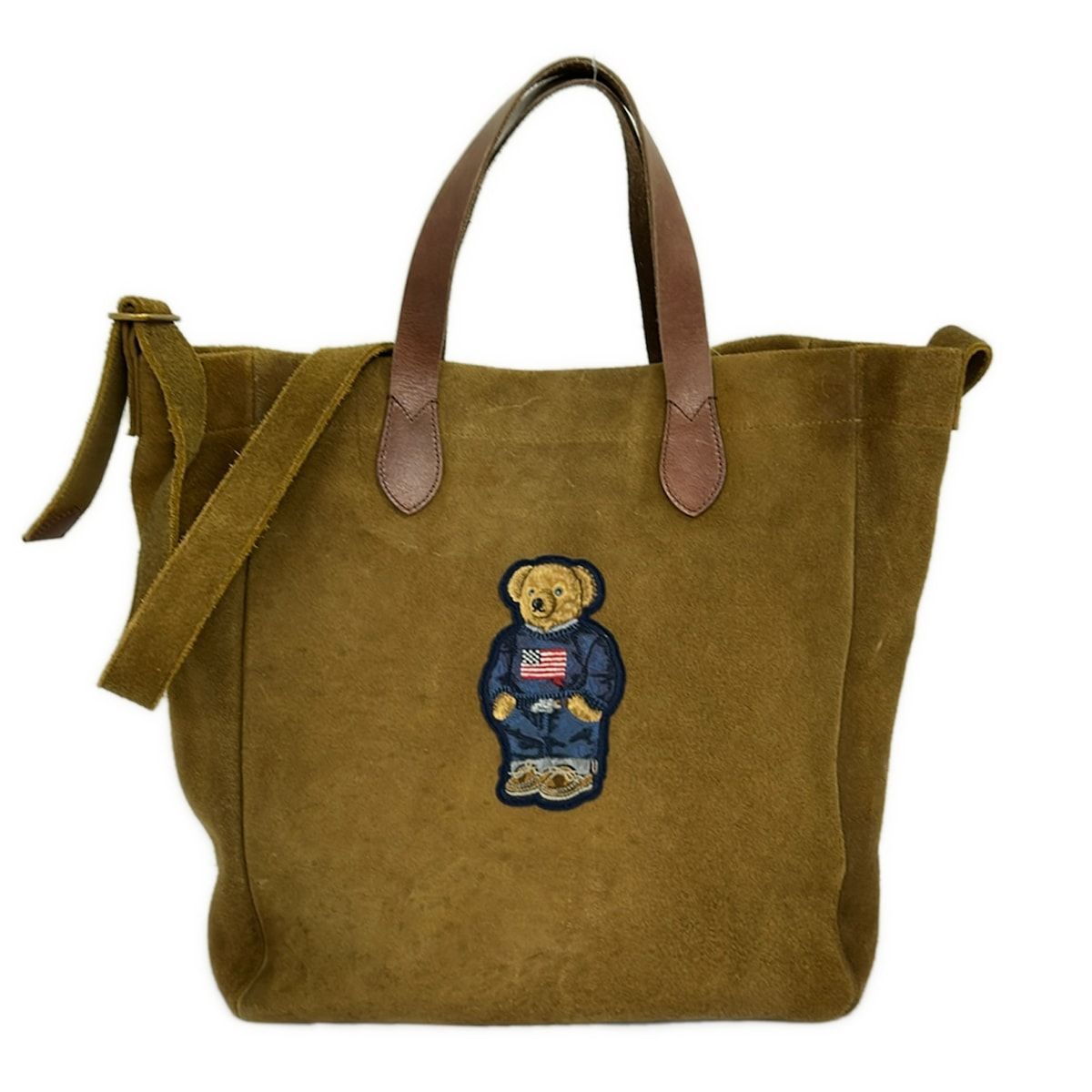 POLObyRalphLauren(ポロラルフローレン) ショルダーバッグ - ブラウン×ネイビー×マルチ クマ/2way レザー