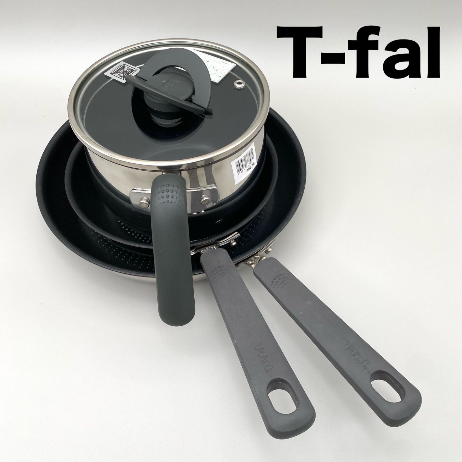 T-fal ティファール オプティスペース スマート 3点セット IH対応 ステンレス フライパン 鍋セット