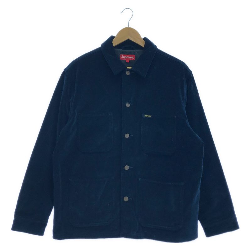 【中古】Supreme 20ss Velvet Chore Coat サイズM ネイビー シュプリーム [17]
