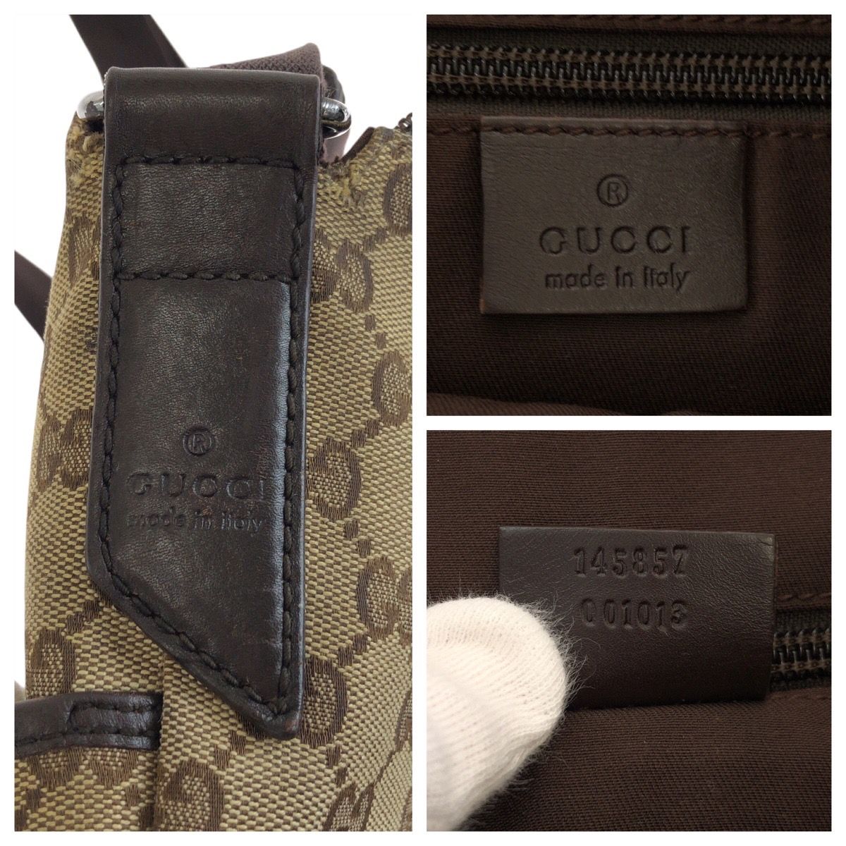 GUCCI グッチ ブラウン ベージュ シルバー金具 GGキャンバス/レザー GUCCI グッチ ブラウン ベージュ シルバー金具 GGキャンバス/レザー