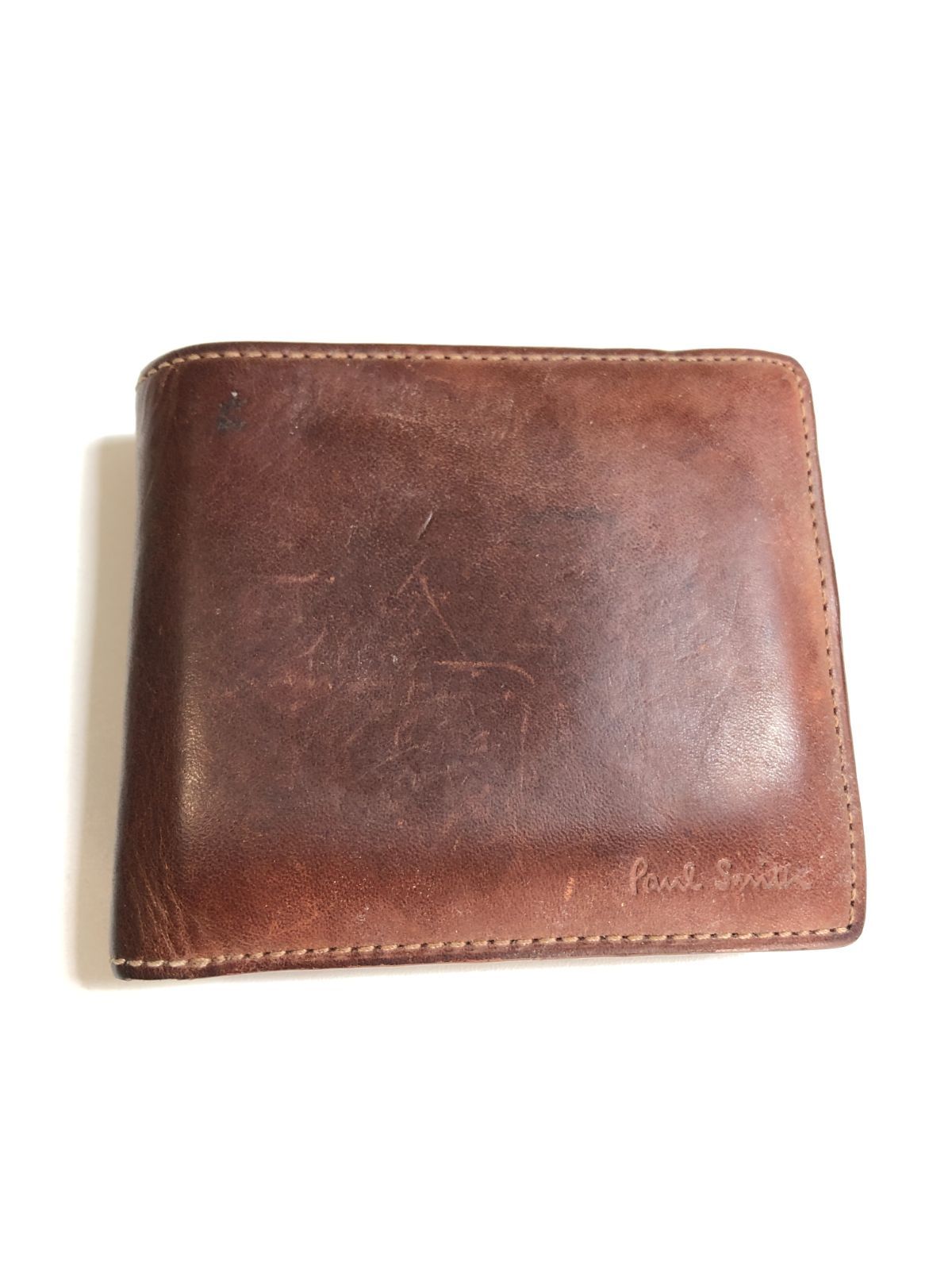 705091 paul smith レザー 二つ折り 財布 ブラウン ウォレット ポール