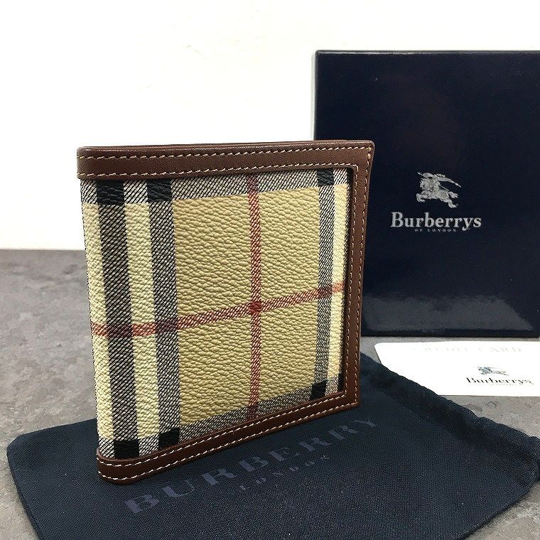 送料込み！ 未使用品 BURBERRY 二つ折り札入れ チェック 箱付き 230