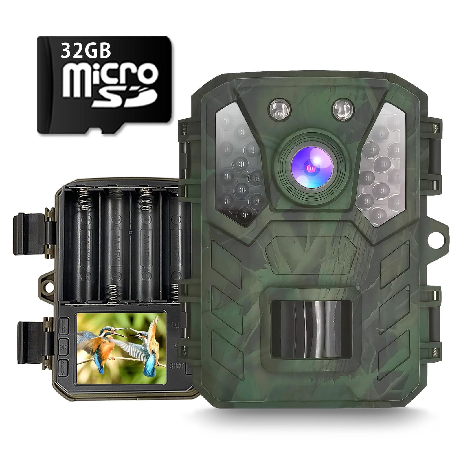 SecuSTATION 小型 トレイルカメラ 屋外 防犯 害獣 ソーラー 対応 1080p対応 赤外線 夜間撮影 人感センサー 電池式 動物監視カメラ 定点カメラ マイク 内蔵 microSDカード 32GB付属 国内メーカー 防犯設備士推薦 どこでもCAso
